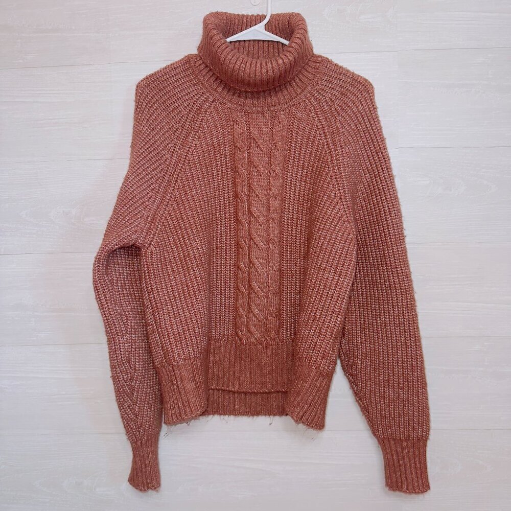 1. State Women's Red Chunky Knit Long Sleeve Pullover Turtleneck Sweater